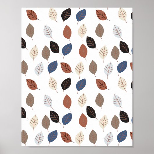 Bladeren Retro Fall Colors patroon Poster (Voorkant)