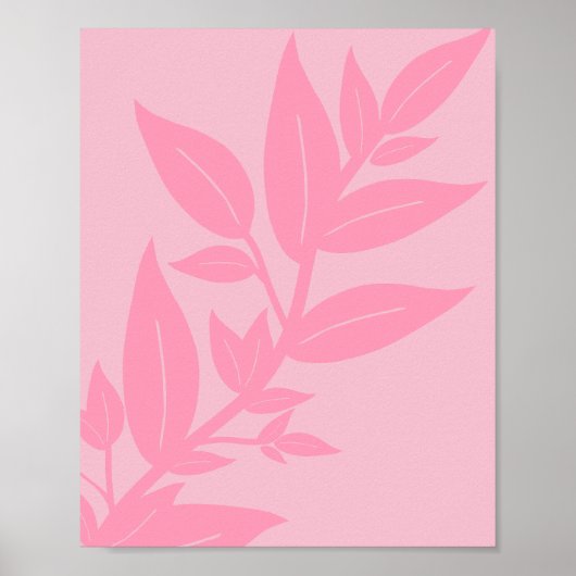 Bladeren Roze Botanisch Poster (Voorkant)