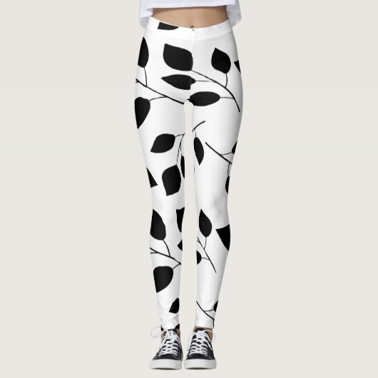 bladeren silhouet leggings (Voorkant)