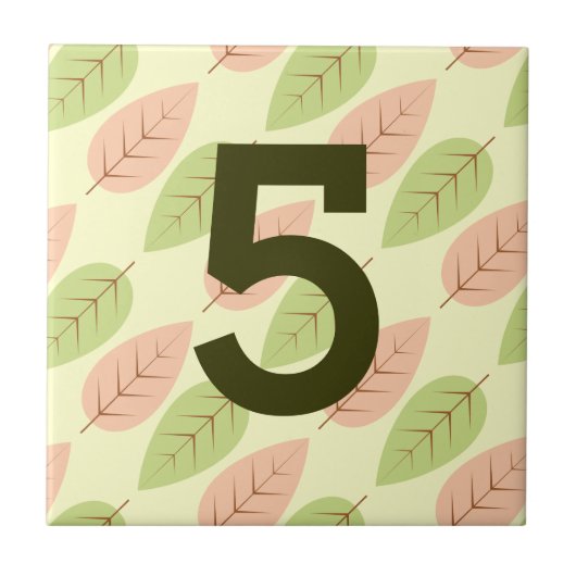 Bladeren straatadres huisnummer tegelvormig ontwer tegeltje (Voorkant)