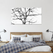 Bladeren, takken en hoogspanningsleidingen in de H Canvas Afdruk (Insitu (Slaapkamer))