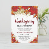 Bladeren | Thanksgiving Dinner Party Kaart (Staand voorkant)
