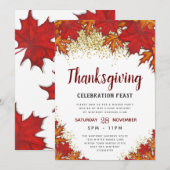 Bladeren | Thanksgiving Dinner Party Kaart (Voorkant / Achterkant)