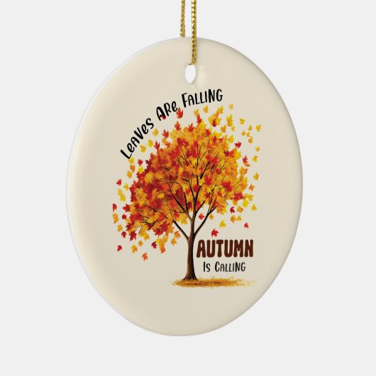 Bladeren vallen, de herfst roept – gezellige Herfs Keramisch Ornament (Rechts)