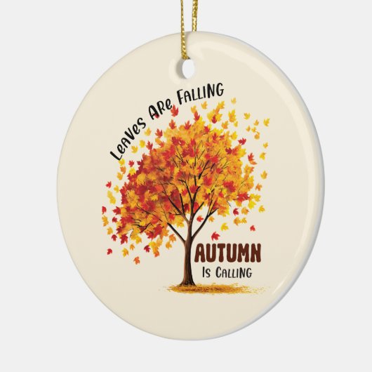 Bladeren vallen, de herfst roept – gezellige Herfs Keramisch Ornament (Links)