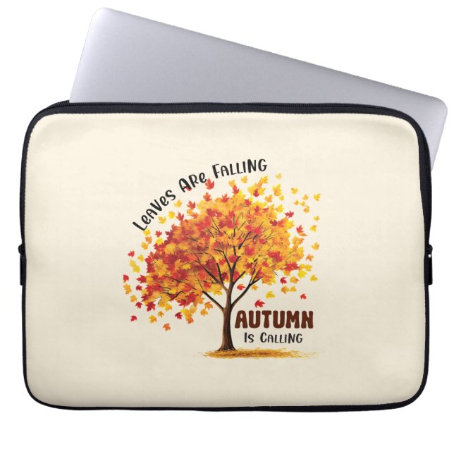 Bladeren vallen, de herfst roept – gezellige Herfs Laptop Sleeve (Voorkant)
