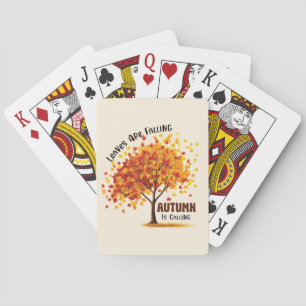 Bladeren vallen, de herfst roept – gezellige Herfs Pokerkaarten