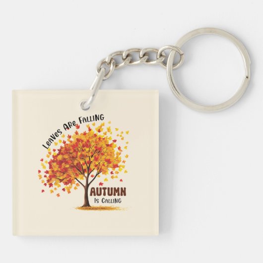 Bladeren vallen, de herfst roept – gezellige Herfs Sleutelhanger (Achterkant)