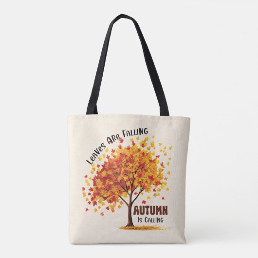 Bladeren vallen, de herfst roept – gezellige Herfs Tote Bag (Achterkant)