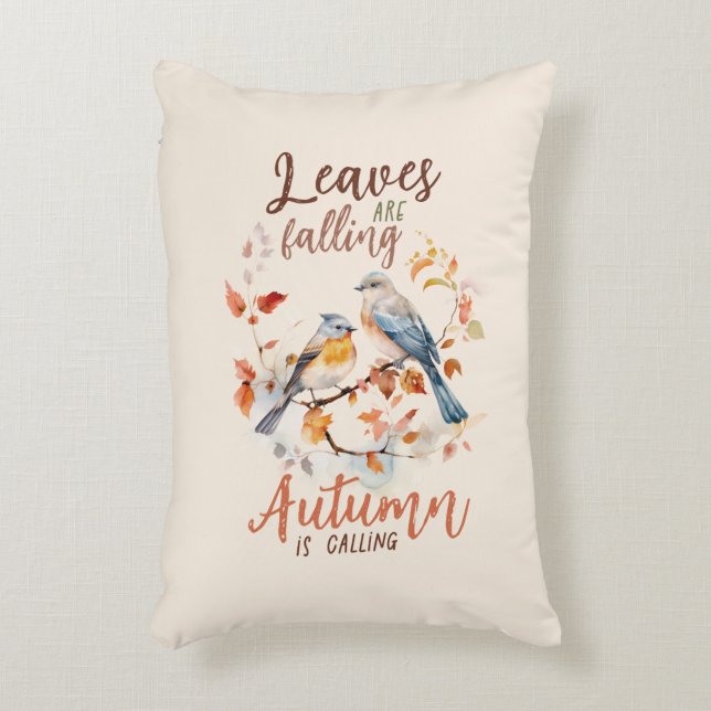 Bladeren vallen - grillige Herfst Birds & Foliage Accent Kussen (Voorkant(Verticaal))