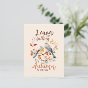 Bladeren vallen - grillige Herfst Birds & Foliage Briefkaart