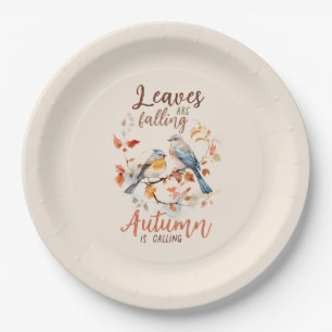 Bladeren vallen - grillige Herfst Birds & Foliage Papieren Bordje
