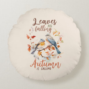 Bladeren vallen - grillige Herfst Birds & Foliage Rond Kussen