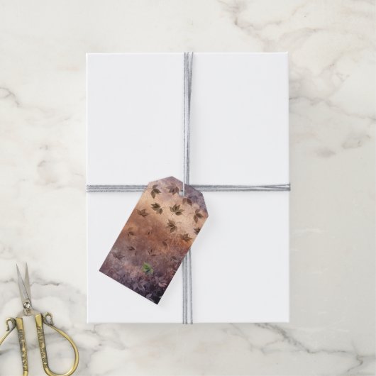 Bladeren vallen in herfstpatroon cadeaulabel (Met Touw)