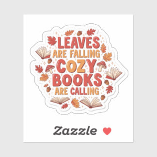 Bladeren vallen, knusse boeken roepen Sticker