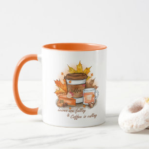 Bladeren vallen, koffie roept mok