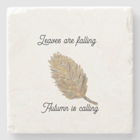 Bladeren vallen op wit Onderzetter (Voorkant)
