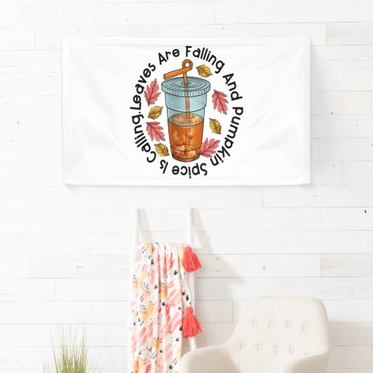 Bladeren vallen weg en pompoen bellen spandoek (Insitu)