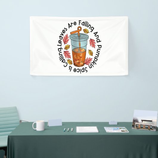 Bladeren vallen weg en pompoen bellen spandoek (Beurs)