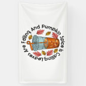 Bladeren vallen weg en pompoen bellen spandoek (Verticaal)