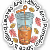 Bladeren vallen weg en pompoen bellen sticker (Voorkant)