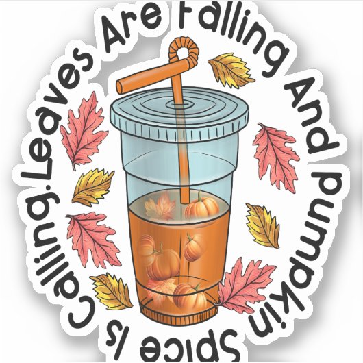 Bladeren vallen weg en pompoen bellen sticker (Voorkant)
