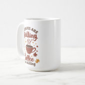 Bladeren Vallende Koffie Bellen Herfst Koffiemok (Voorkant links)