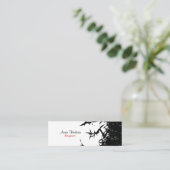 Bladeren van bamboe, schoffels, bloemenborst, bloe mini visitekaartje (Staand voorkant)