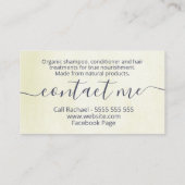 bladeren van beige natuurlijke handgemaakte haarpr visitekaartje (Achterkant)