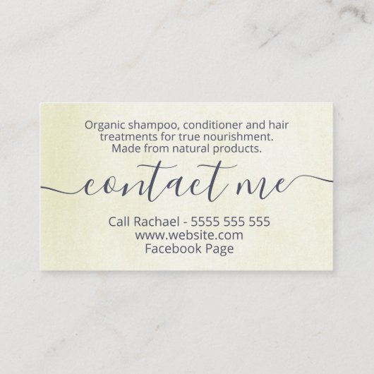 bladeren van beige natuurlijke handgemaakte haarpr visitekaartje (Achterkant)