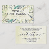 bladeren van beige natuurlijke handgemaakte haarpr visitekaartje (Voorkant / Achterkant)