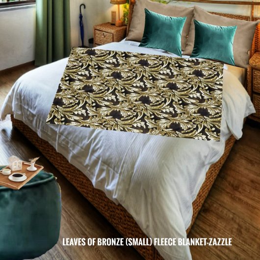 Bladeren van brons fleece deken