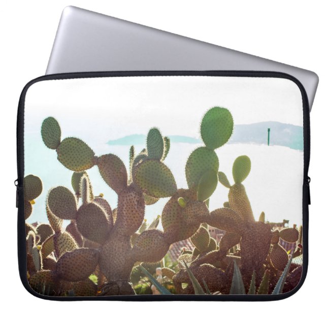 Bladeren van cactus. Plant buitenshuis met zonlich Laptop Sleeve (Voorkant)