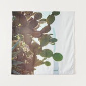 Bladeren van cactus. Plant buitenshuis met zonlich Wandkleed (Voorkant (horizontaal))