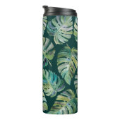 Bladeren van exotische tropische plant monstera. N Thermosbeker (Geroteerd rechts)