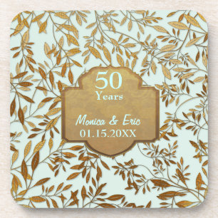 Bladeren van Gold 50th Wedding Jubileum Bier Onderzetter