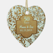 Bladeren van Gold 50th Wedding Jubileum Keramisch Ornament (Rechts)