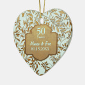 Bladeren van Gold 50th Wedding Jubileum Keramisch Ornament (Links)