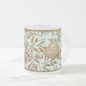 Bladeren van Gold 50th Wedding Jubileum Matglas Koffiemok (Voorkant rechts)