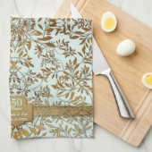 Bladeren van Gold 50th Wedding Jubileum Theedoek (Quarter Fold)