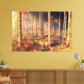 Bladeren van Gold Canvas afdrukken (Insitu (Woonkamer))