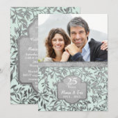 Bladeren van het 25e Jubileum met zilveren bruilof Kaart (Voorkant / Achterkant)