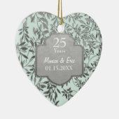 Bladeren van het 25e Jubileum met zilveren bruilof Keramisch Ornament (Rechts)