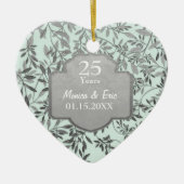 Bladeren van het 25e Jubileum met zilveren bruilof Keramisch Ornament (Voorkant)