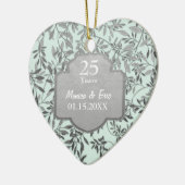 Bladeren van het 25e Jubileum met zilveren bruilof Keramisch Ornament (Links)
