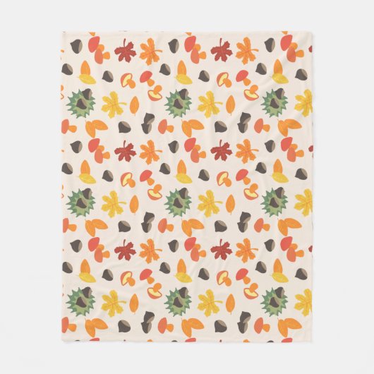 Bladeren van kastanjes en paddenstoelen - fleece deken (Voorkant)