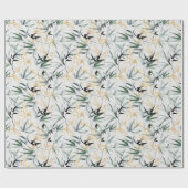 Bladeren van kunstgroen en geel bamboe cadeaupapier (Vlak)