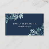 Bladeren van Navy en Blauwgroen groen - Therapist Visitekaartje (Voorkant)