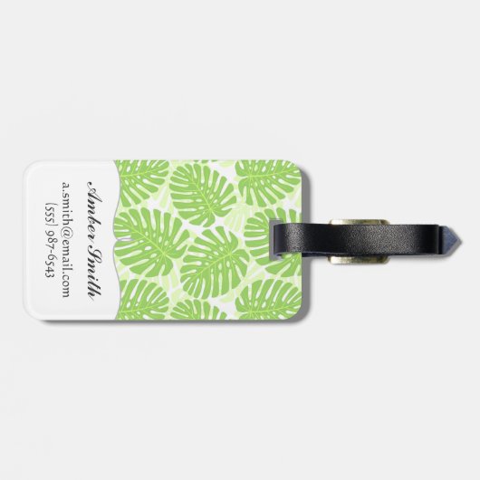 Bladeren van tropisch Plant - Monstera Pattern Bagagelabel (Achterkant horizontaal)