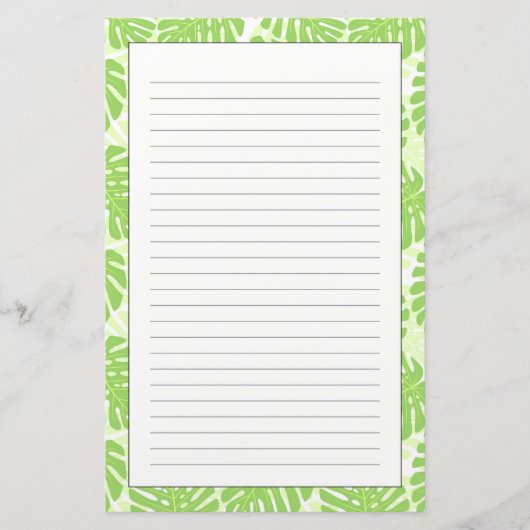 Bladeren van tropisch Plant - Monstera Pattern Briefpapier (Voorkant)